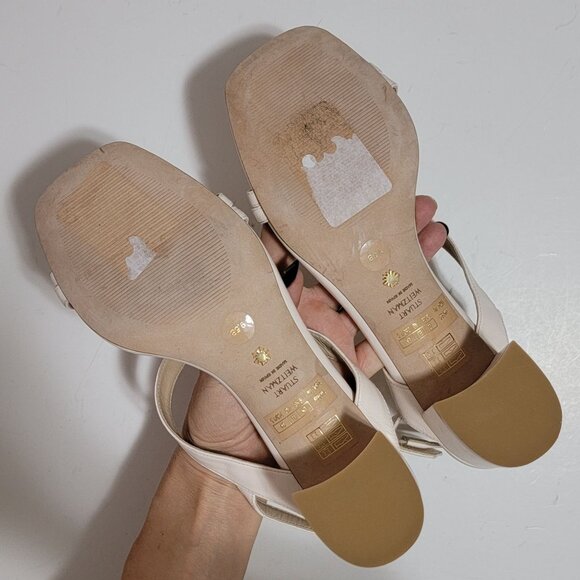 NEW Stuart Weitzman Oasis 50 Block Sandals Womens 9.5 Ivory Neutral Luxury Chic - Picture 5 of 11